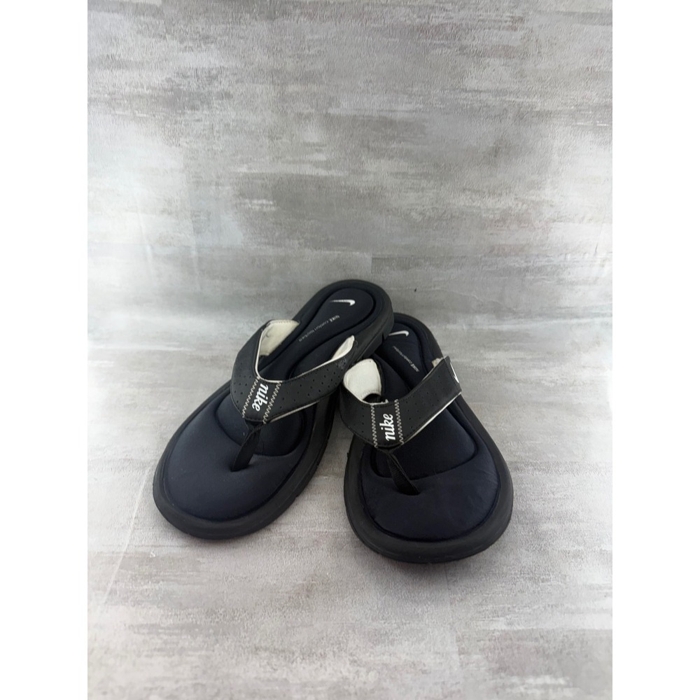Nike Comfort Footbed Women 10 Black White Athletic Flip Flop Sandals 154728-011